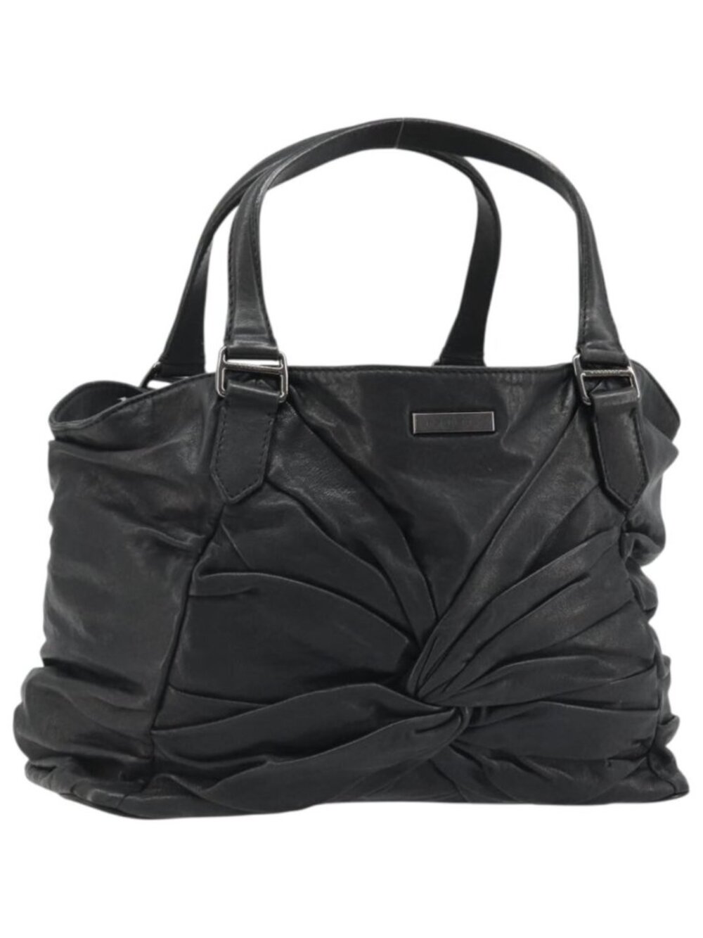 BURBERRY Hand Bag Leather Black Silver